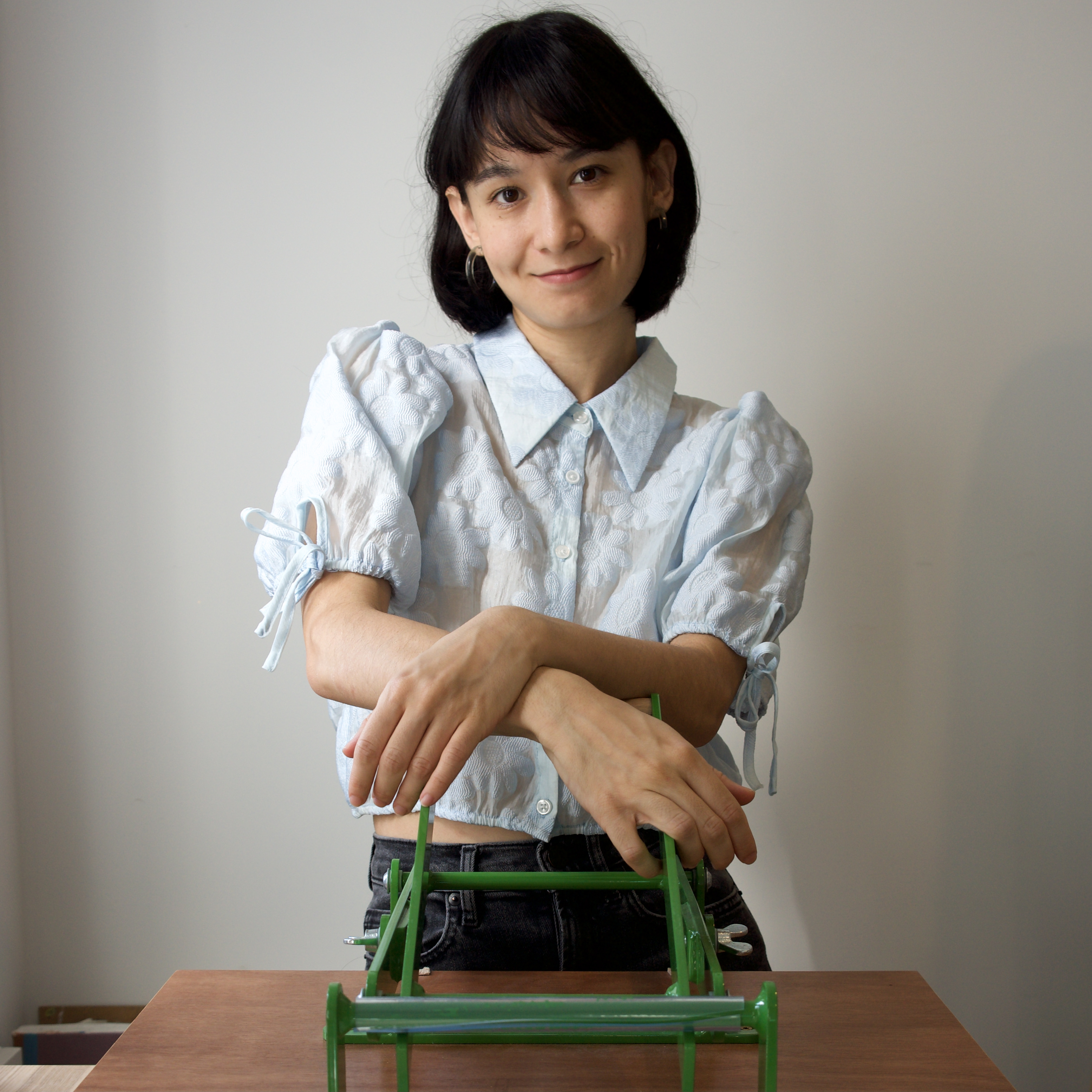 The artist with her printing press