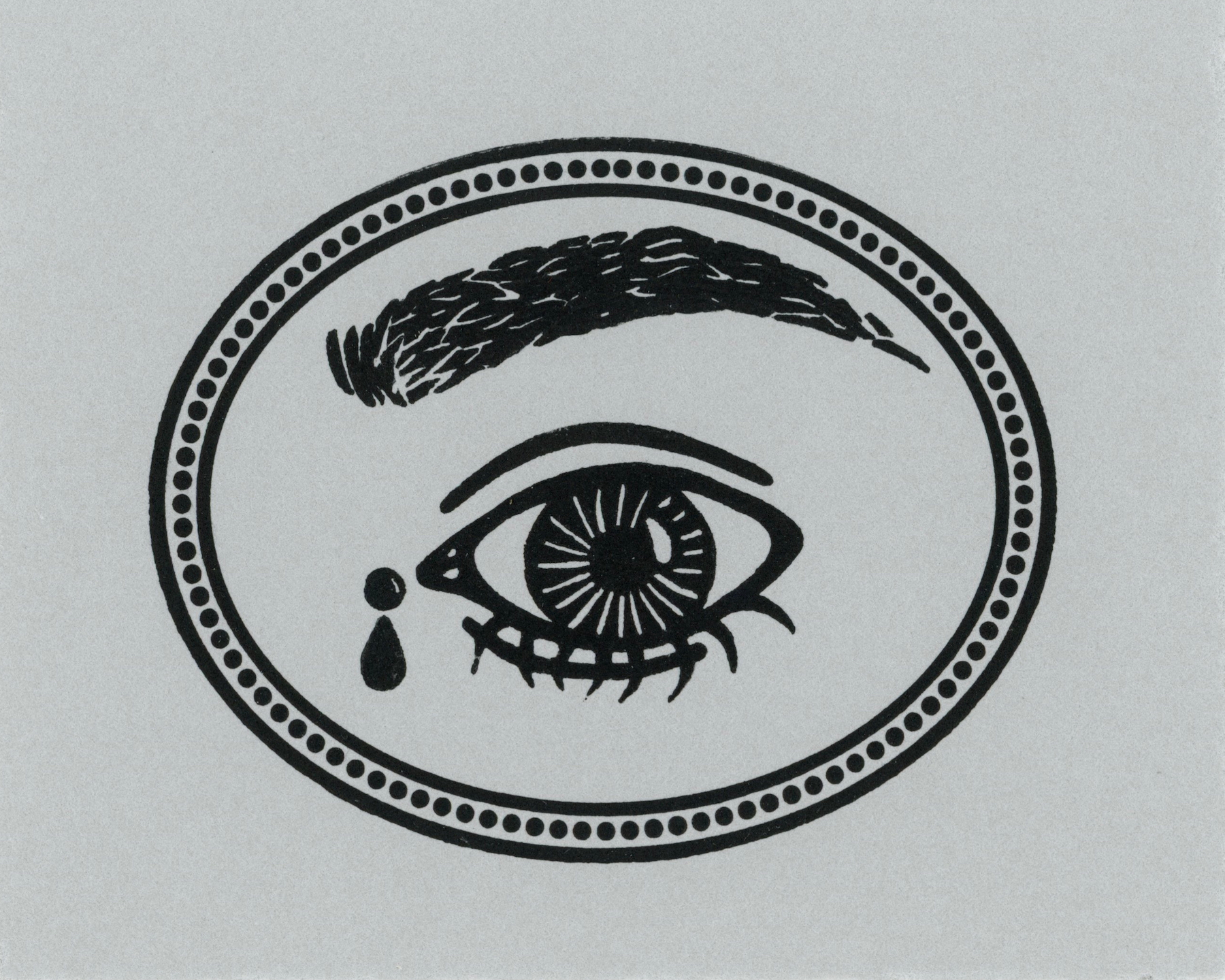 Lover's Eye Print with Tear on Gray Paper